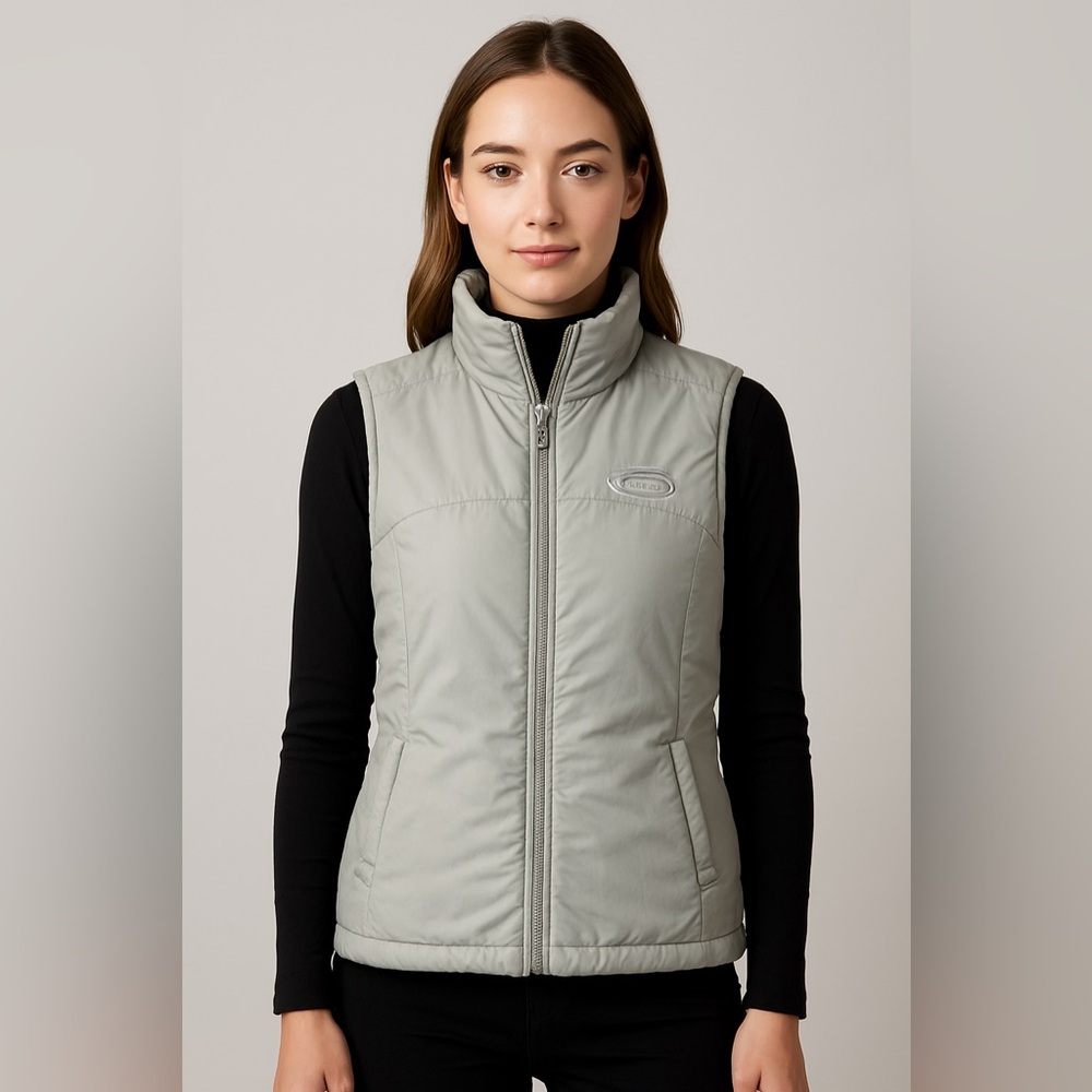 Drake Waterfowl's gray reversible zip front small women's vest